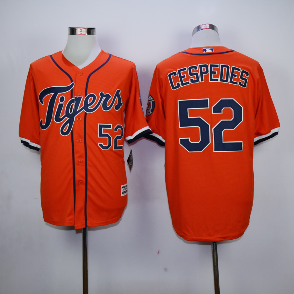 Men Detroit Tigers 52 Cespedes Orange MLB Jerseys